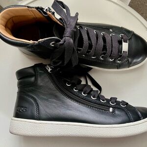UGG black leather high top sneakers